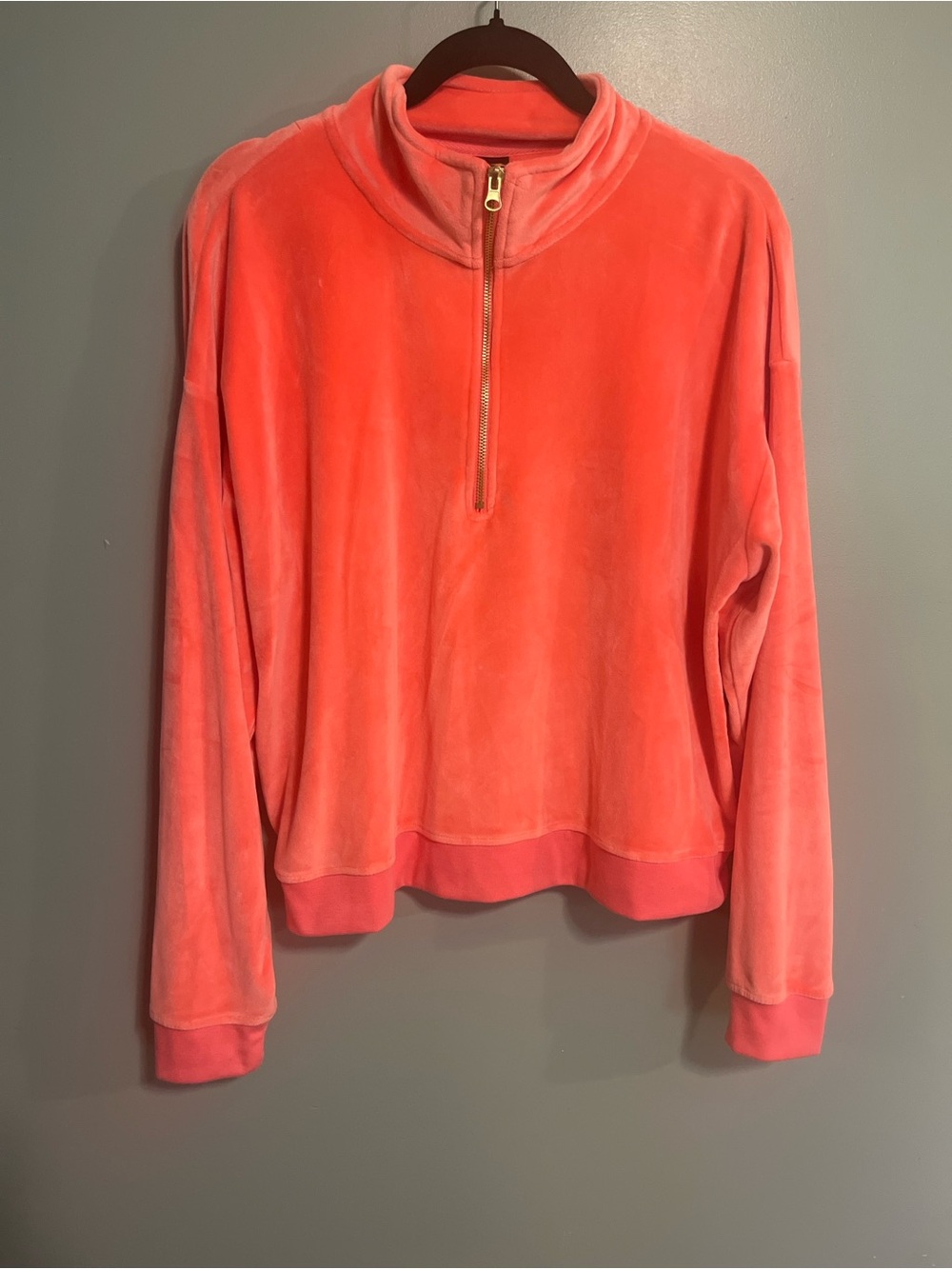 Women's Coral/Peach Half-Zip Plush Pullover